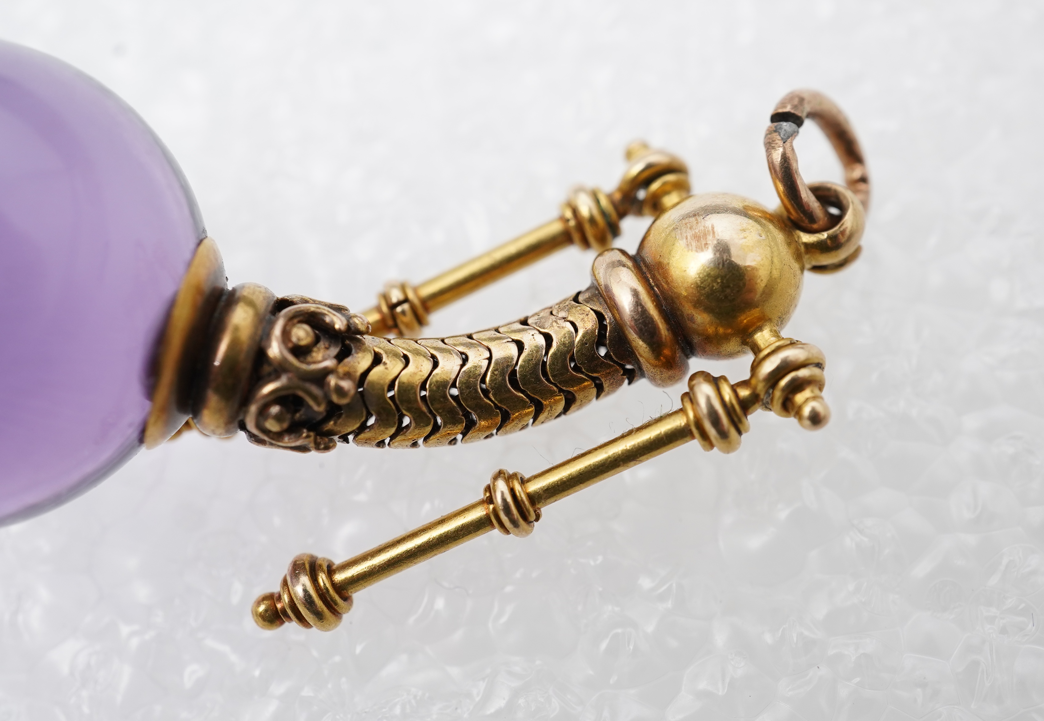 An unusual Victorian gold and amethyst pendant, mid 19th century